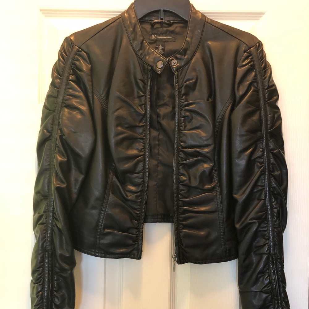 INC black Leather biker jacket - Small